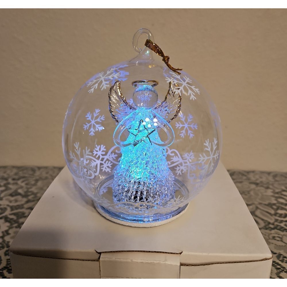 Vintage Soreele LED Lighted Glass Angel with Star Globe